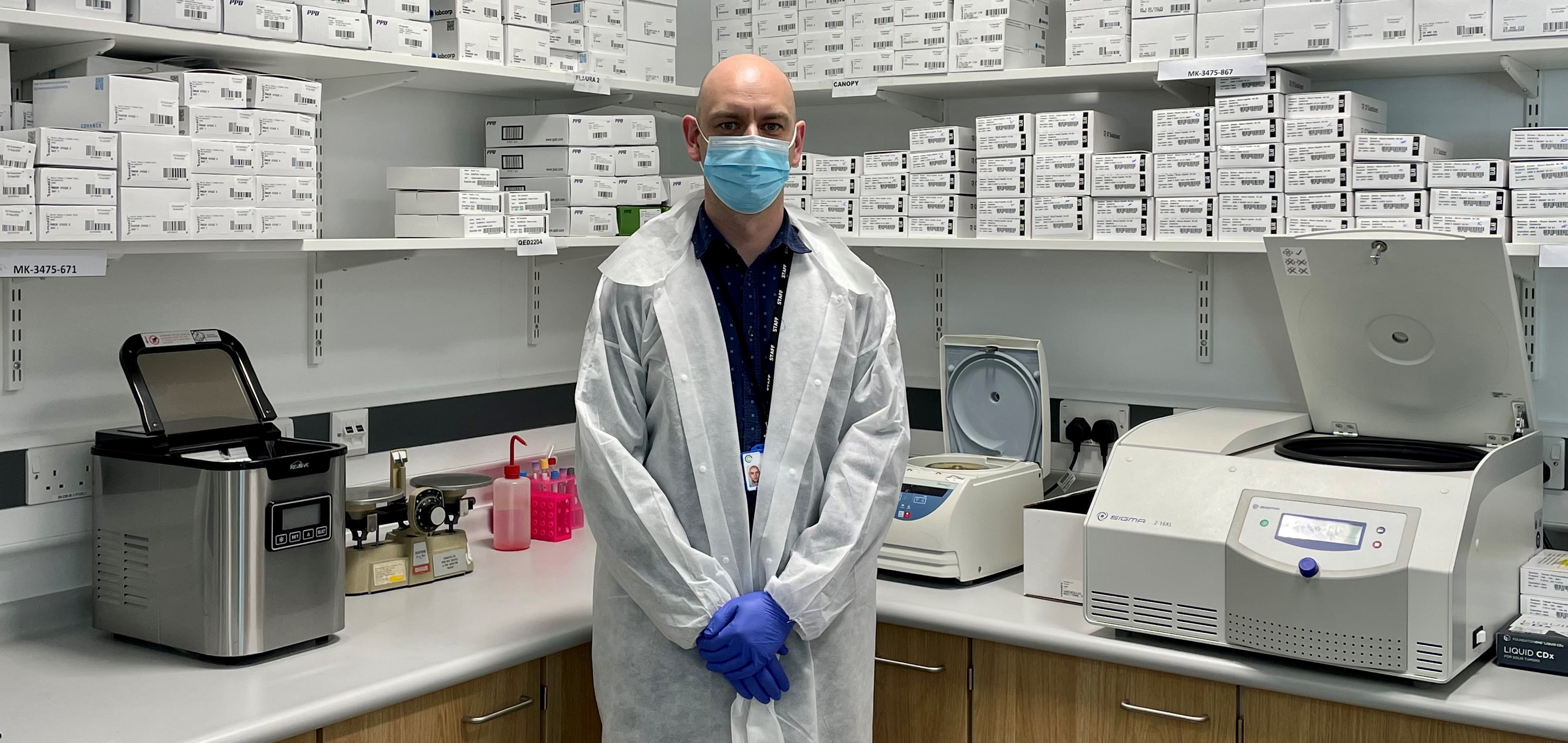 Jamie Young inside the Biobank at The Clatterbridge Cancer Centre