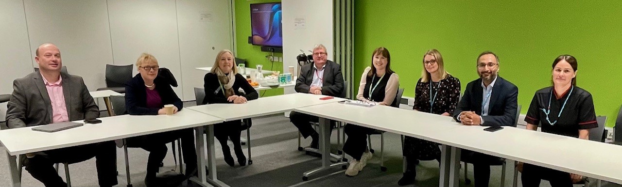 Dame Angela Eagle and Cllr Paul Stuart with Clatterbridge leaders