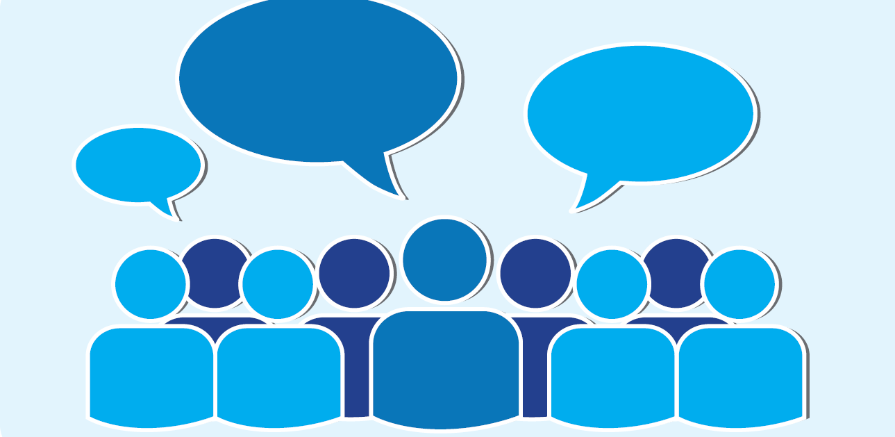 Image showing graphic of people with speech bubbles to show they are having a conversation