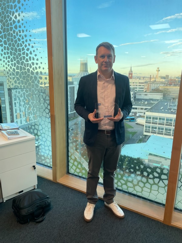 James Thomson pictured with his award 